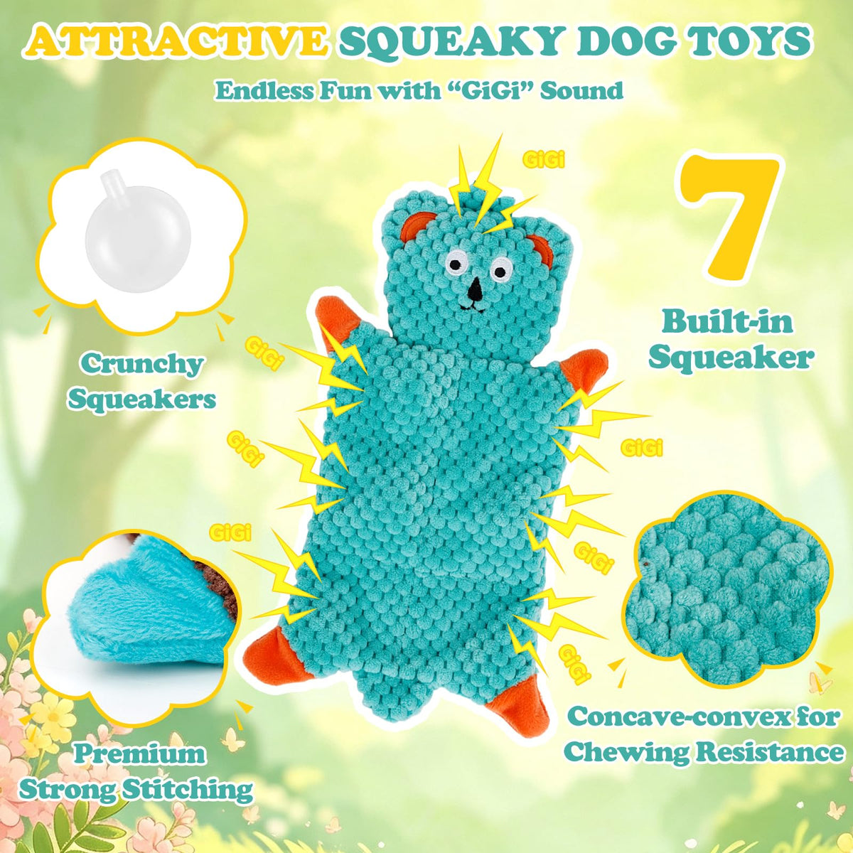 No Stuffing Squeaky Dog Toys For Samll Medium Large Breeds, 3 Pack Durable Plush Puppy Chew Toys For Teething And Boredom, Interactive Dog T