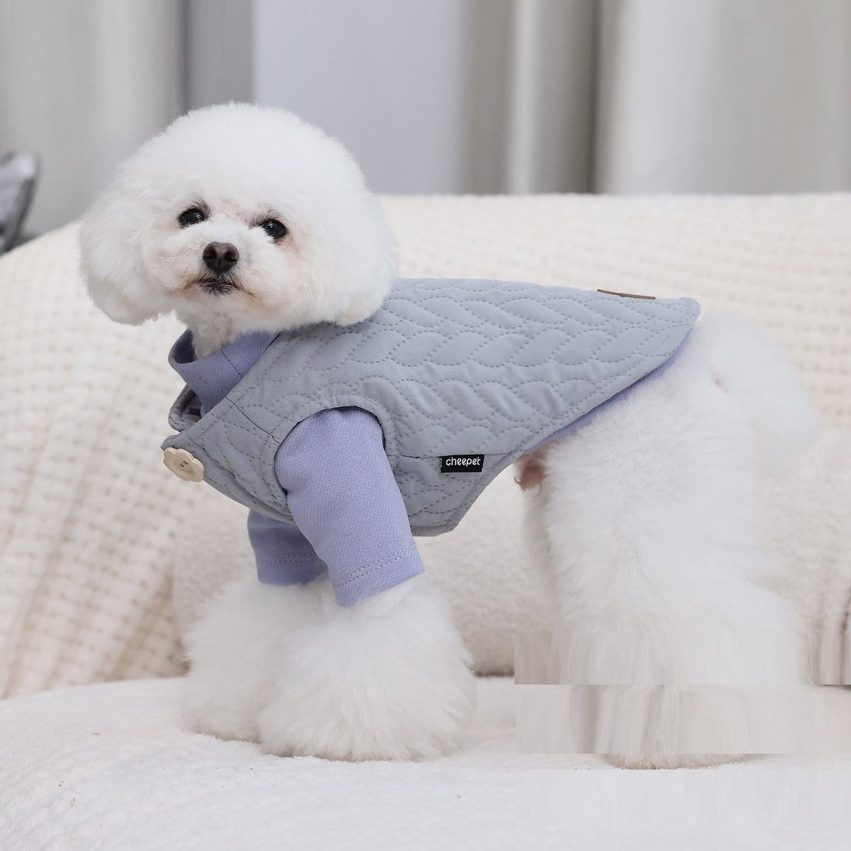 Autumn And Winter Warm Jacquard Button Two-Piece Cotton Padded Clothes