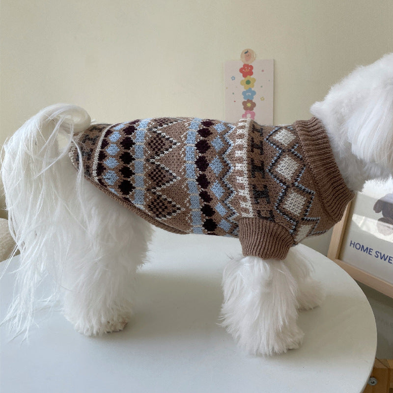 Brown Faux Mink Cashmere Dog Sweater