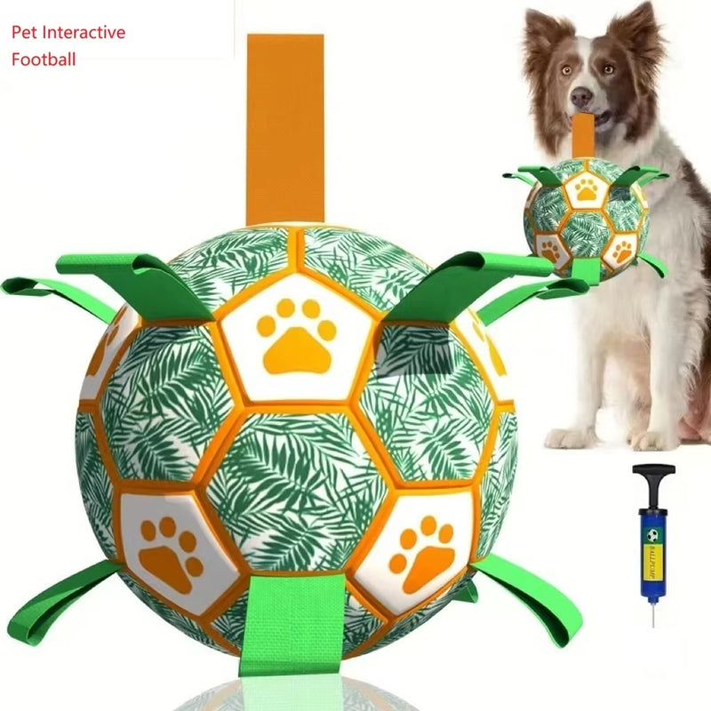 Interactive Pet Football Toys With Grab Tabs Dog Bite Chew Balls Pets Accessories Puppy Outdoor Training Soccer 5.91-7.48In