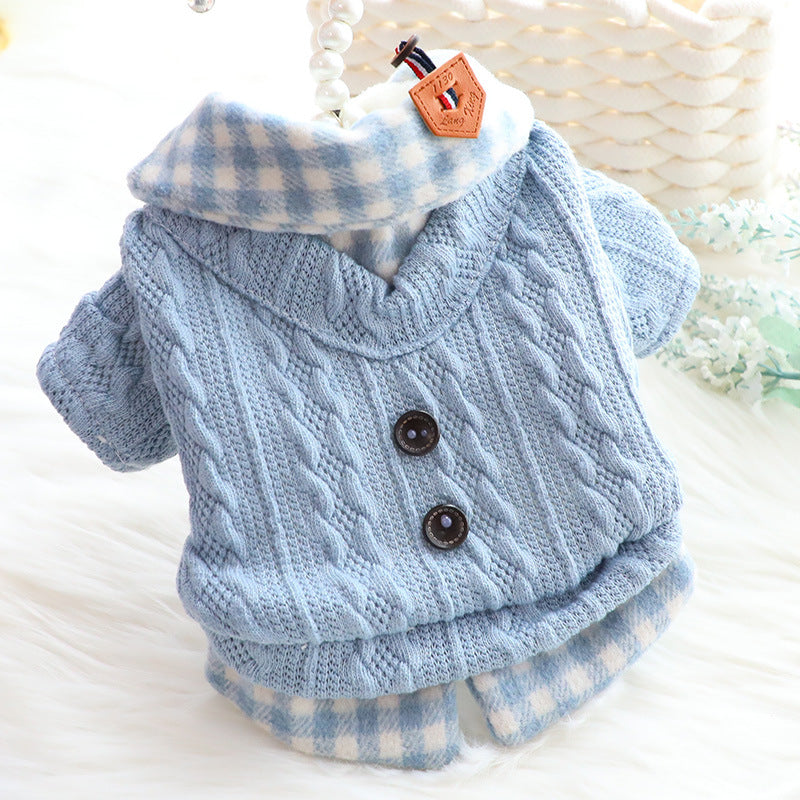 Warm Fake Two-Piece Fleece-Lined Dog Sweater