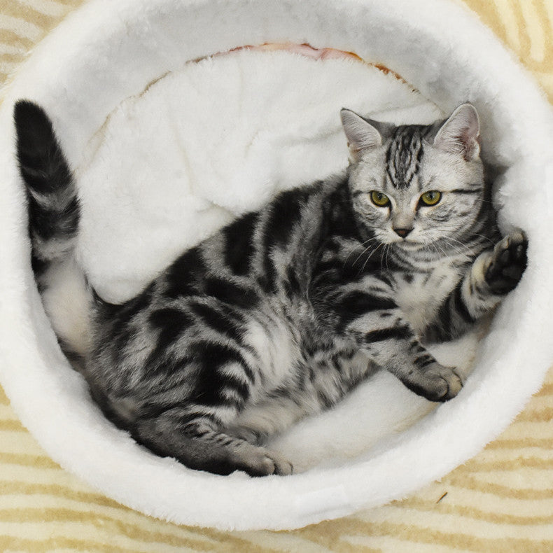 Pet Semi-Enclosed Warm Plush Velvet Nest