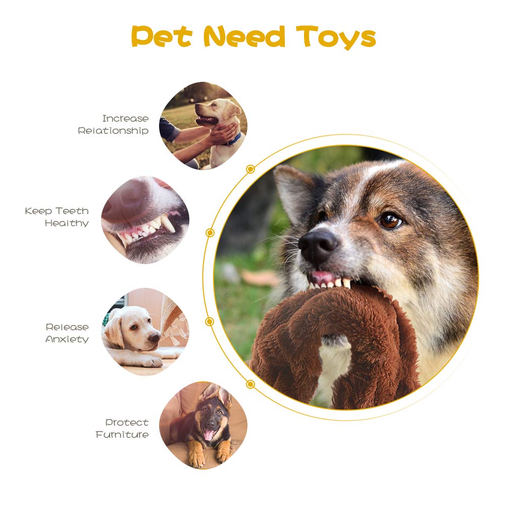 Dog Squeak Toys, No Stuffing Plush Dogs Chew Toy Bundle For Small Medium Large Breed Chewer Tough Durable Squeaky Pet Fetch Puppy Teething C