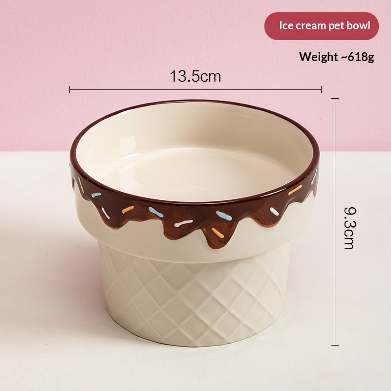 Ceramic Cat Bowl With Ice Cream Theme