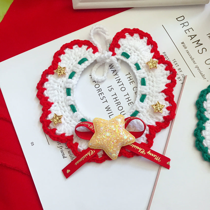 Hand Woven Wool Christmas Pet Collar