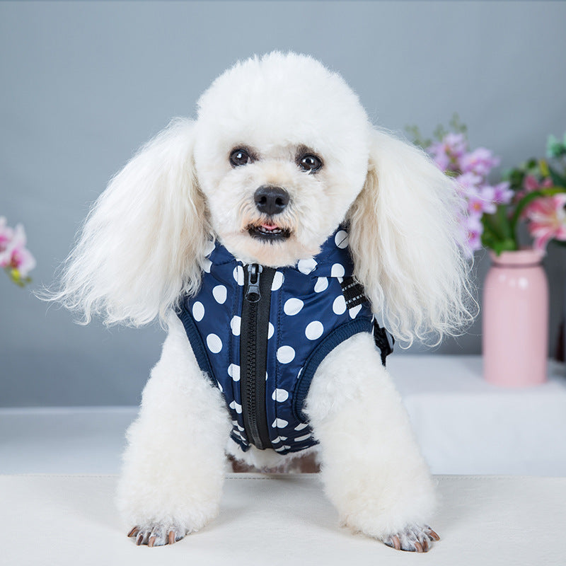 Hot-Selling Polka-Dot Dog Cotton-Padded Jacket Plus Velvet Warm Coat Vest
