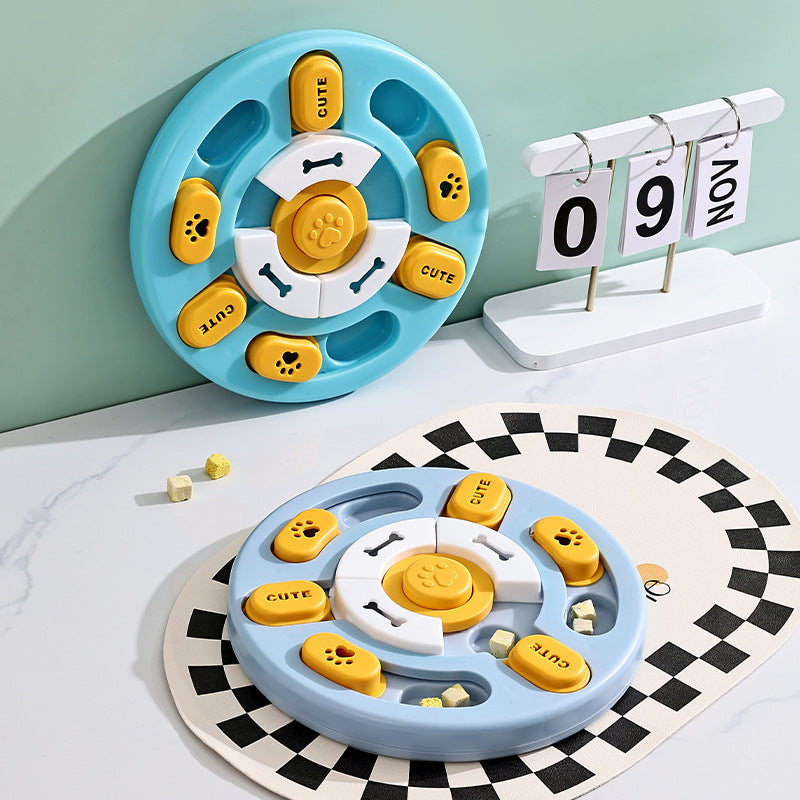 Blue And Yellow Round Pet Puzzle Toy
