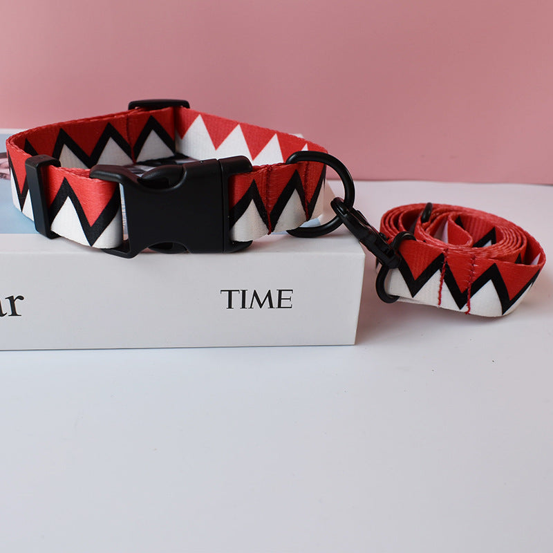 Ethnic Style Webbing Printed Pet Collar Outdoor Dog Walking Dog Leash