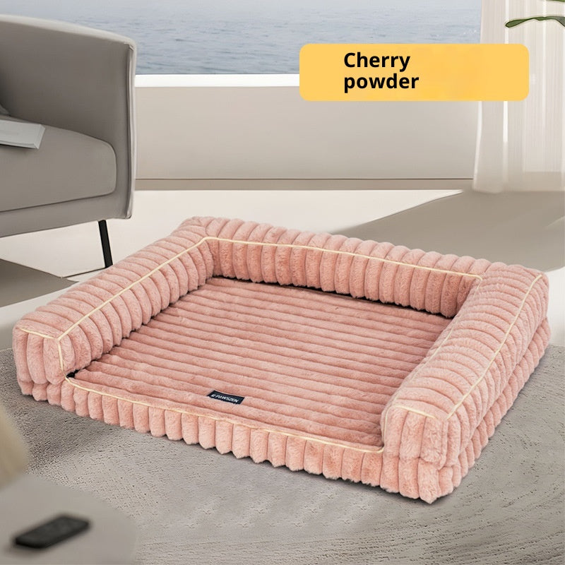 Kennel Stripe Dehaired Angora Removable Pet Bed