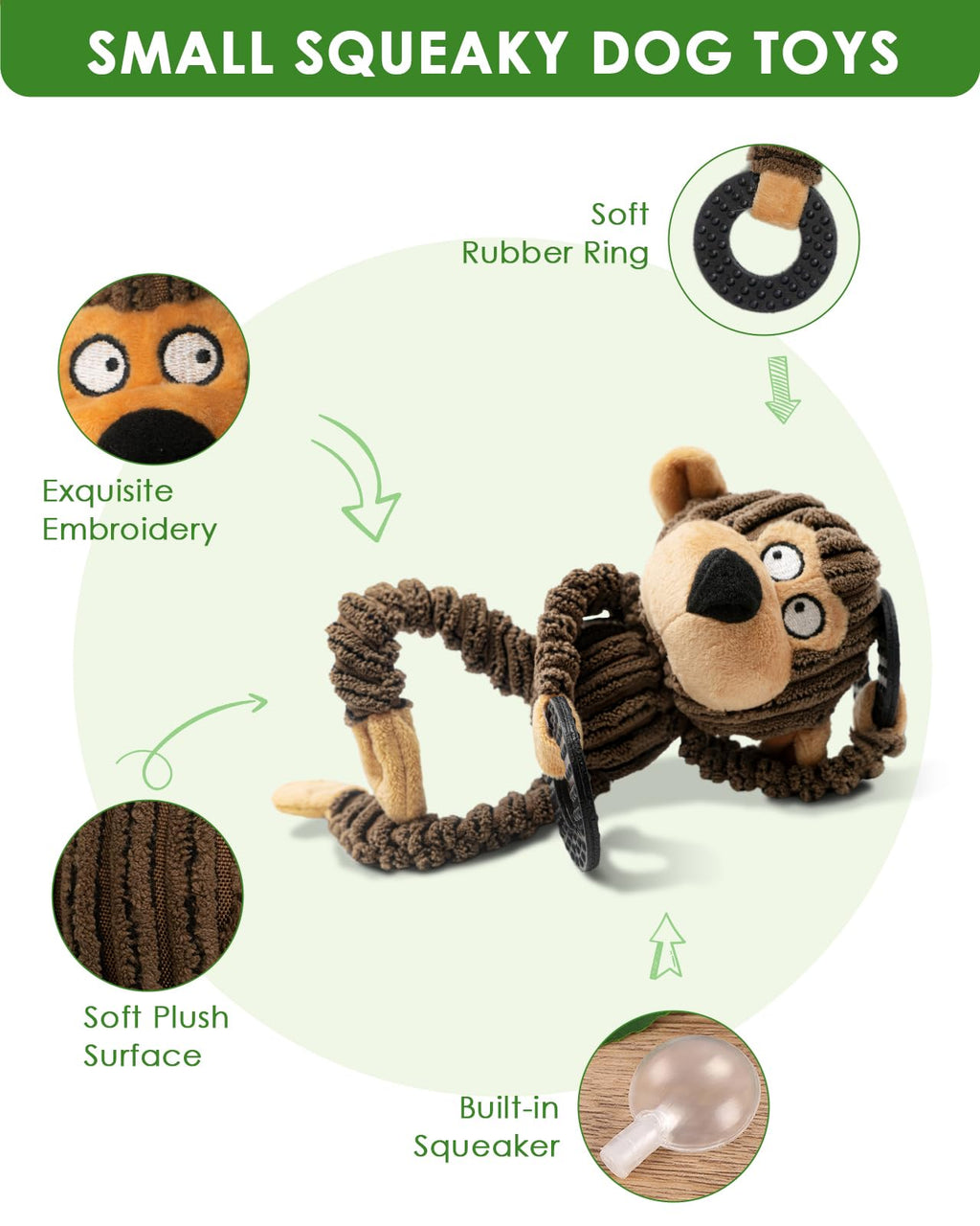 Squeaky Monkey Plush Dog Toy
