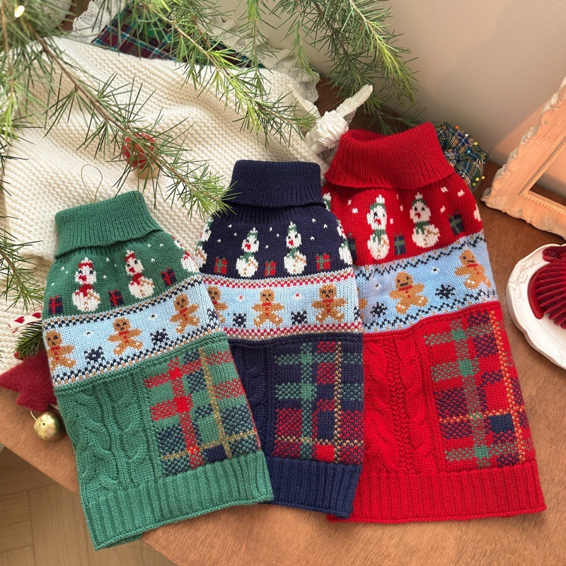 Christmas Snowman Gingerbread Pet Sweater