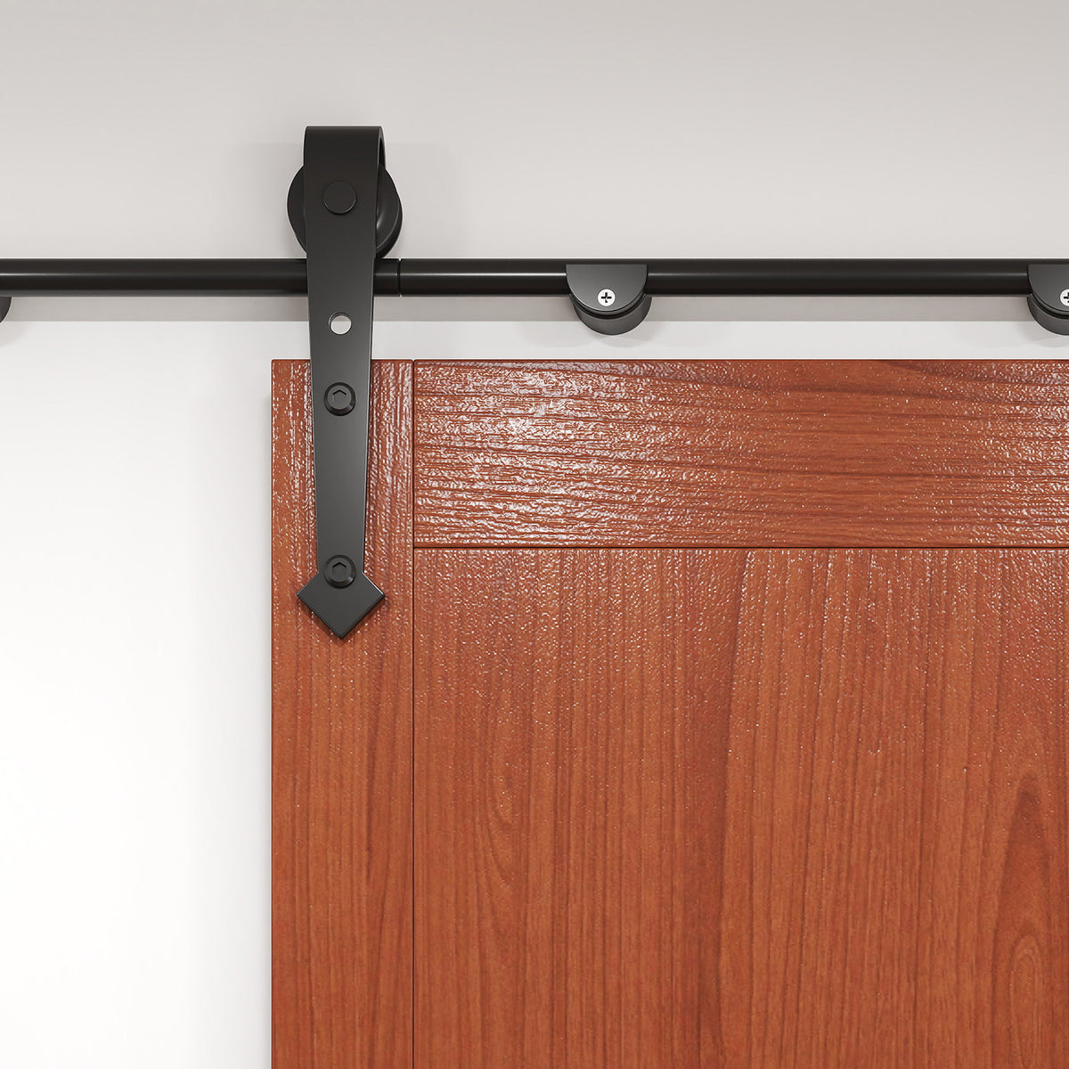 6Ft Barn Door Hardware Kit Heavy Duty Sliding Door Track Kit With Floor Guide For Interior Exterior Fit 30-32In Wide Panel Sword Style J Sha