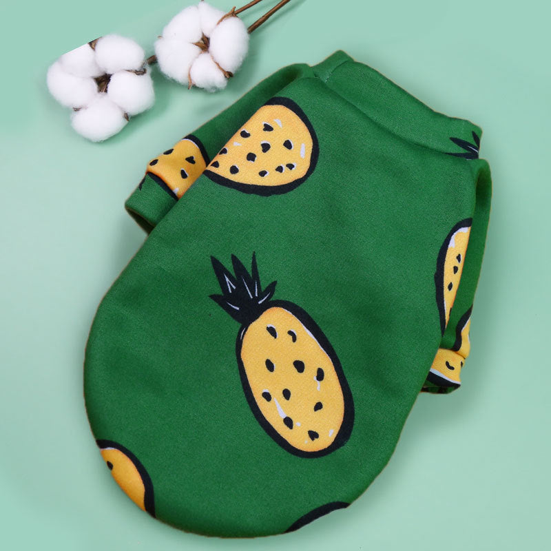 Cartoon Print Pet Clothes Plus Velvet Two-Legged Sweater