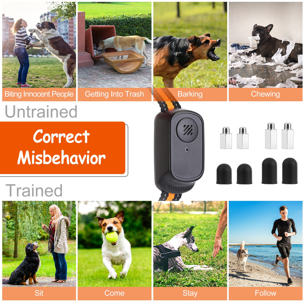 1Pc 984Ft Dog Training Collar Ip65 Waterproof Pet Beep Vibration Electric Shock Collar 3 Channels Rechargeable Transmitter Receiver Trainer