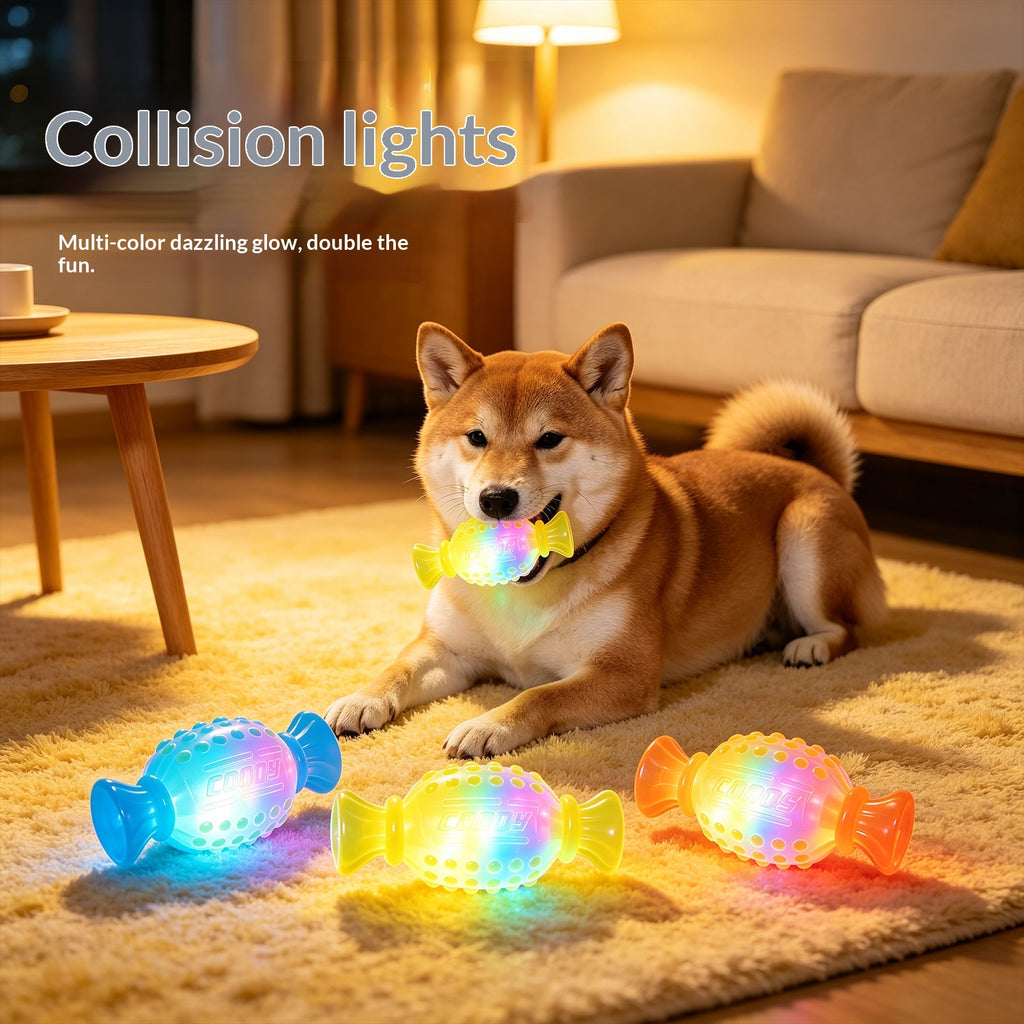 Glowing Candy Tennis Ball Dog Toy