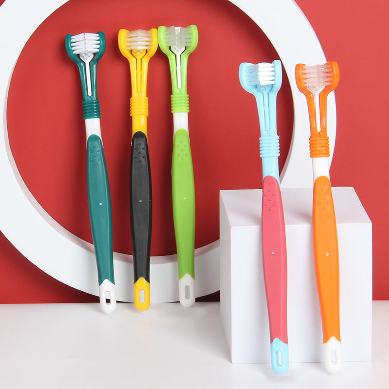 Three-Head Plastic Pet Toothbrush