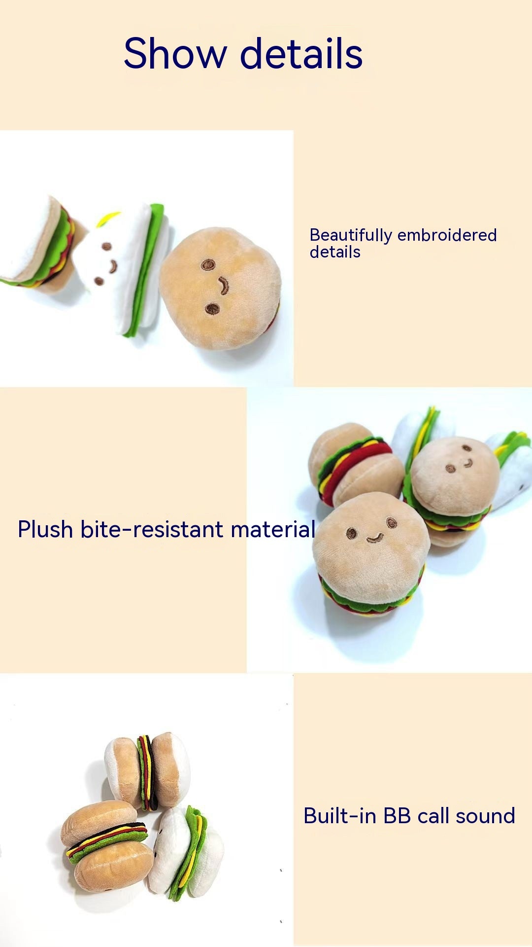 Decompression Hamburger Pet Sounding Toy