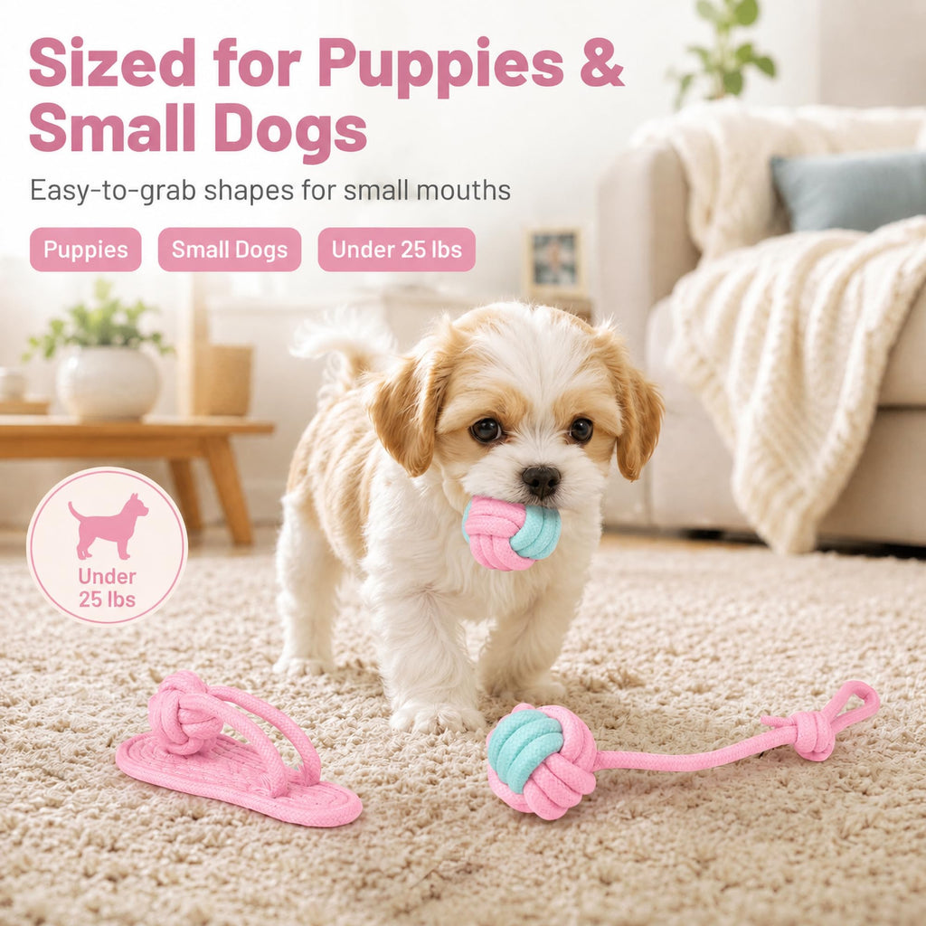 Six-Pack Cotton Rope Puppy Chew Toys