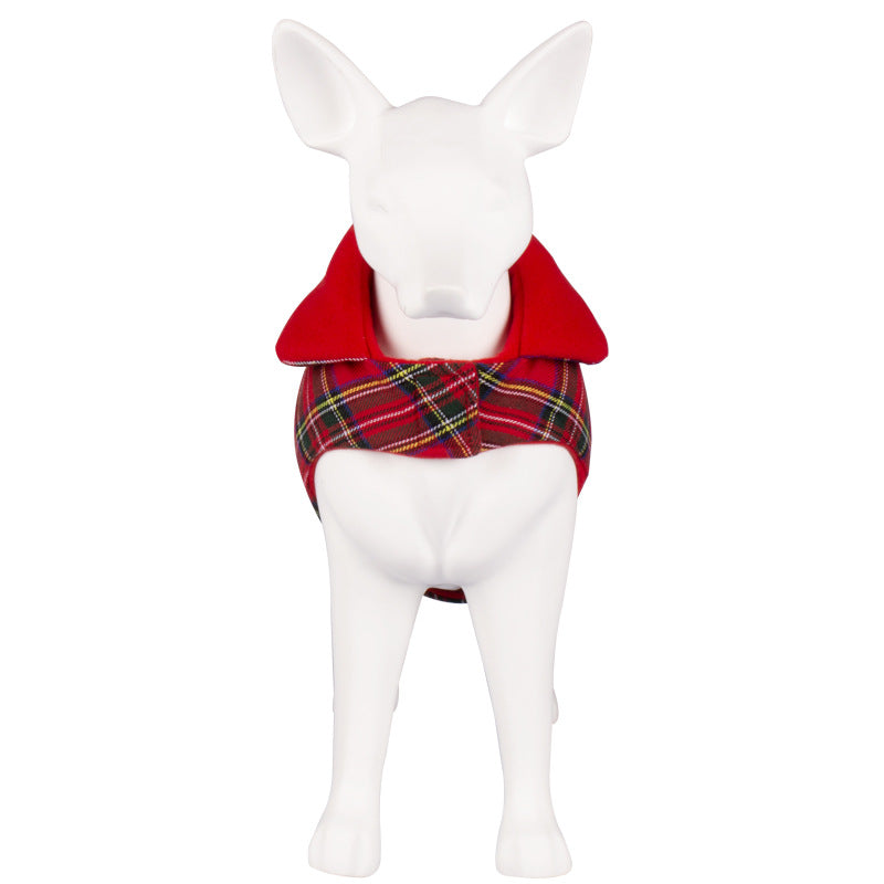 Warm Red Plaid Thickened Dog Vest