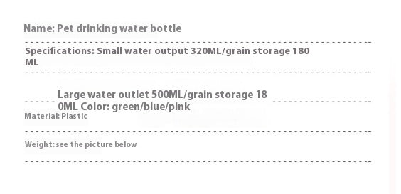 Pet Supplies Dog Drinking Water Bottle Grain Storage Tank Portable Portable Cup