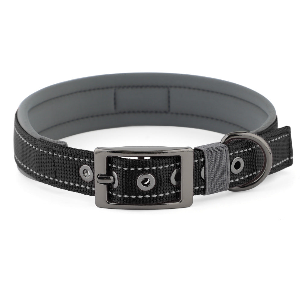 Reflective Dog Collar For Medium Dogs, Adjustable Wide Soft Comfortable Breathable Neoprene Padded Nylon Collar With Heavy Duty Metal Buckle