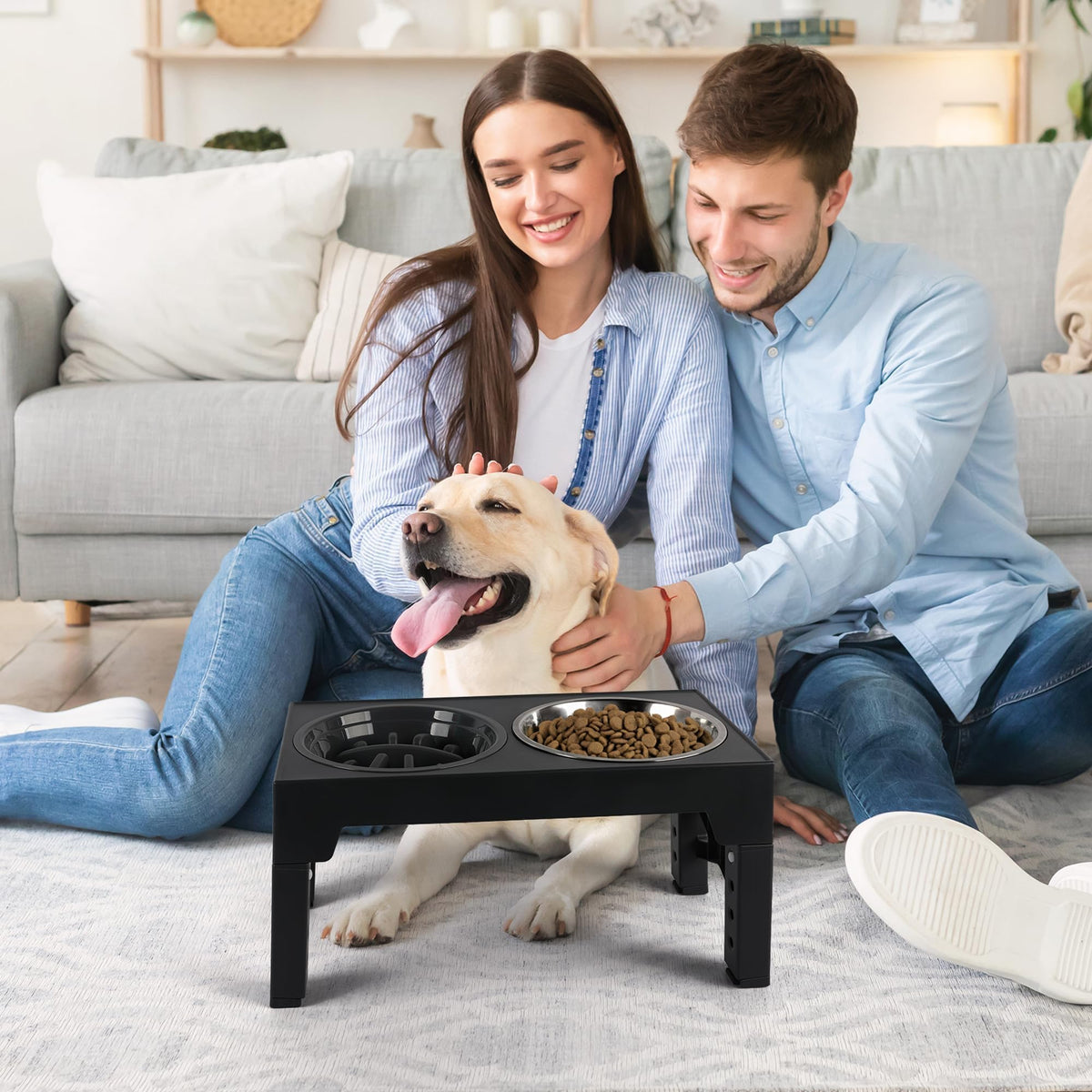 Adjustable Elevated Dog Bowl Stand Set