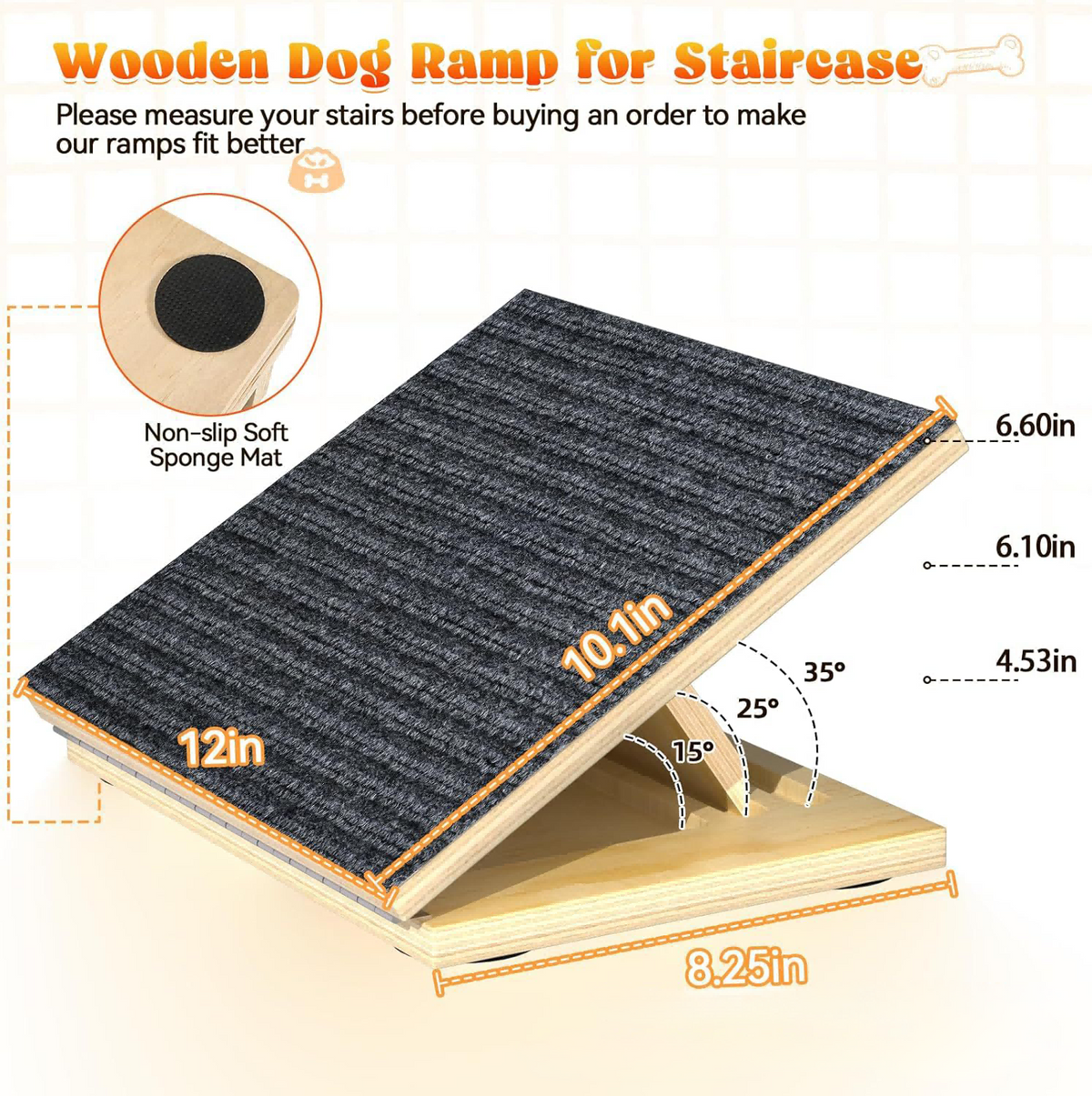 Adjustable Foldable Wooden Dog Ramp