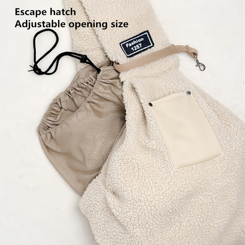 Portable Chest Strap Winter Warm Lambswool Crossbody Bag For Outings