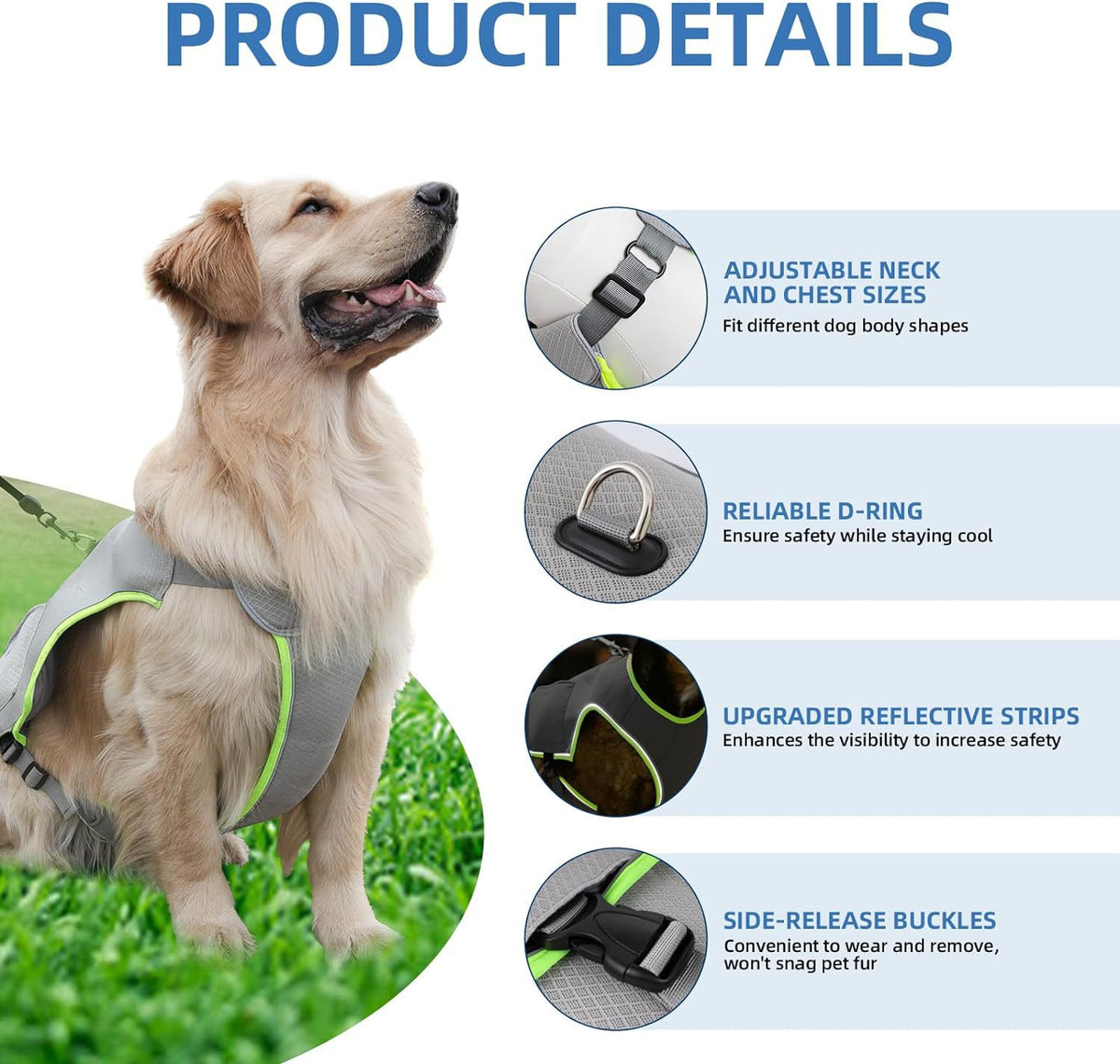 Reflective Cooling Dog Vest with Ice Packs
