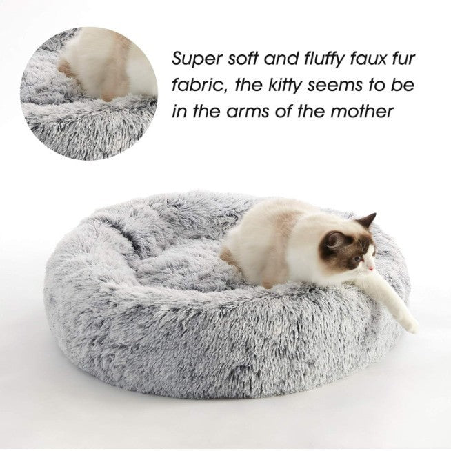 A Warm Cozy And Soft Round Pet Bed