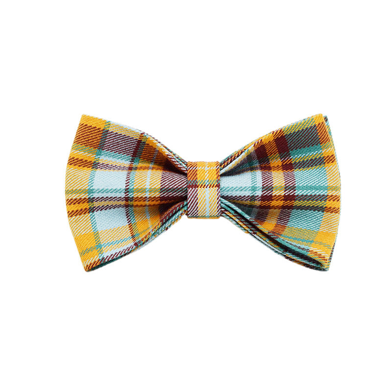 Green Plaid Plain Pet Collar
