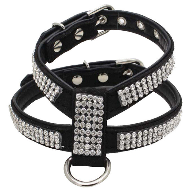 Small Dog K-Shaped Rhinestone Pet Hand Holding Rope Chest Strap Suit