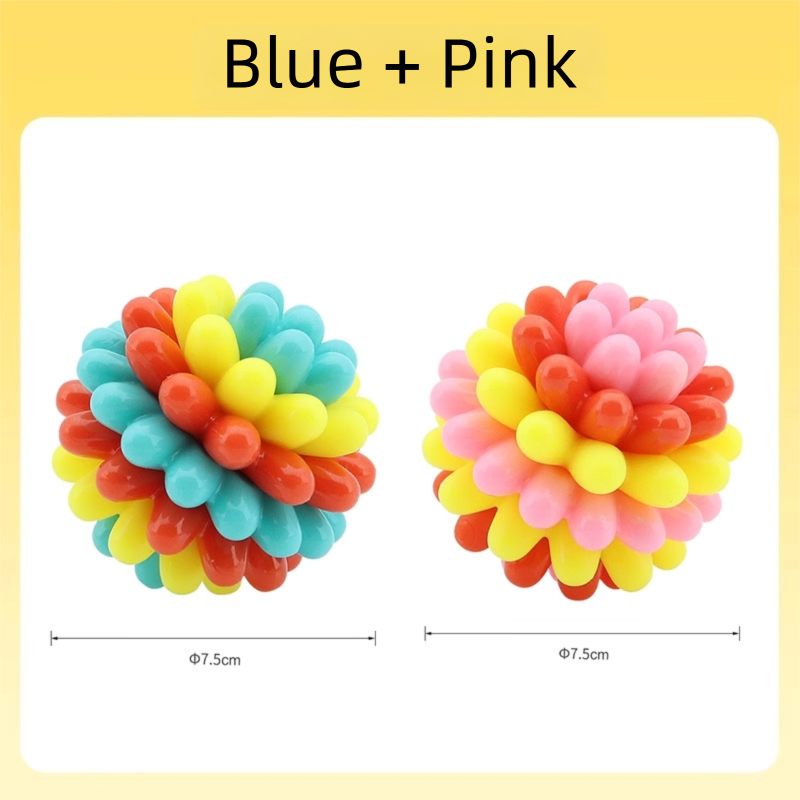 Pet Colorful Teething Toy Balls, Teething And Cleaning Teeth, Durable Rubber Elastic Dog Toys, Energy-Consuming Dog Toys