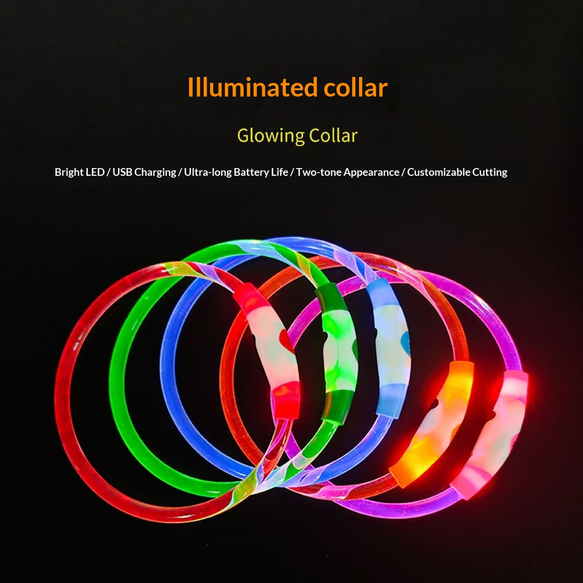 High-Transparency Fiber Optic Light-Emitting Rechargeable Led Pet Collar