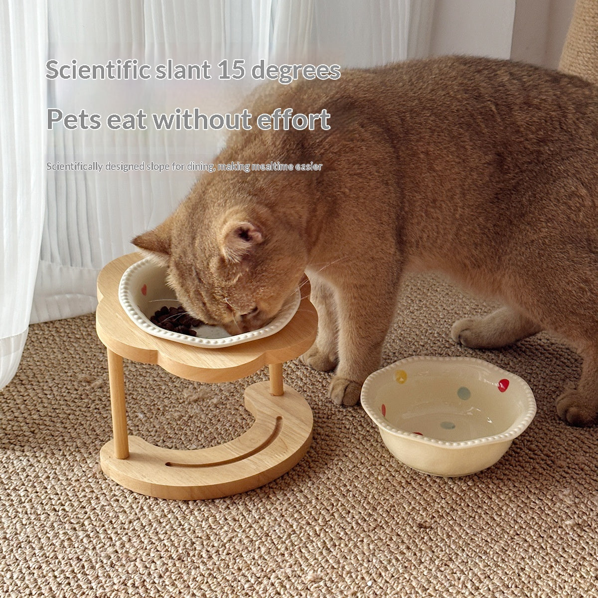 Tip-Resistant Ceramic Elevated Pet Bowl with Stand