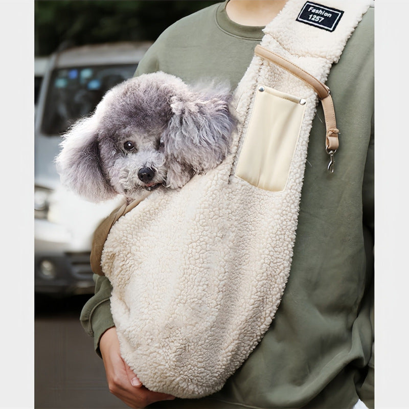 Portable Chest Strap Winter Warm Lambswool Crossbody Bag For Outings