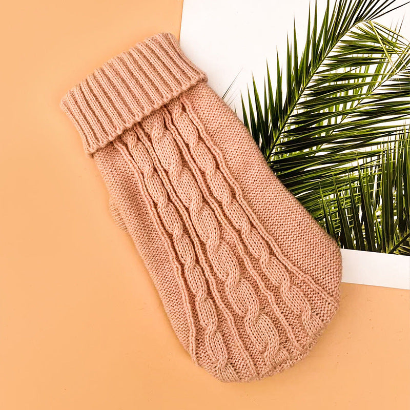 Thickened Cable-Knit Solid-Color Dog Sweater