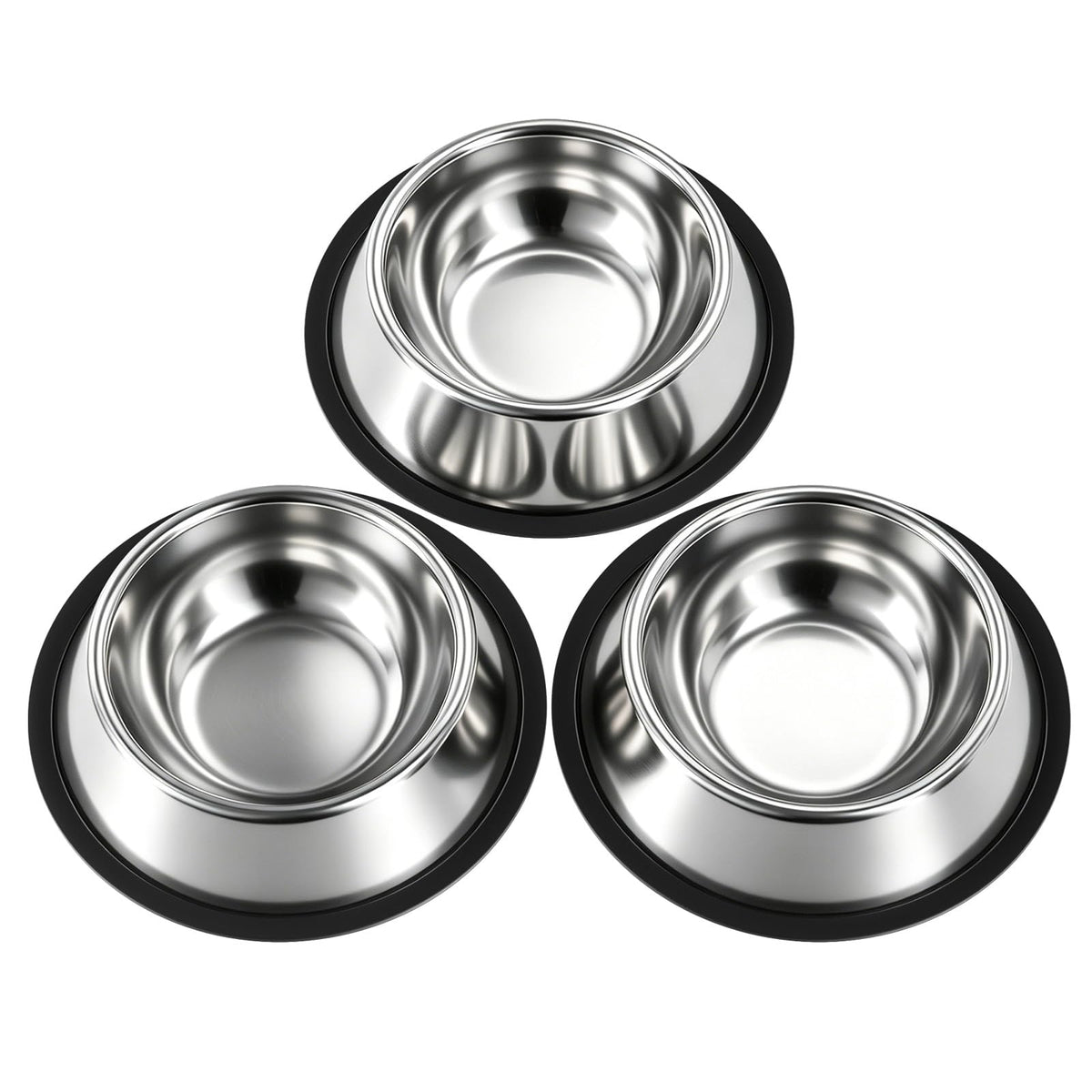 3-Pack Stainless Steel Non-Slip Dog Bowls