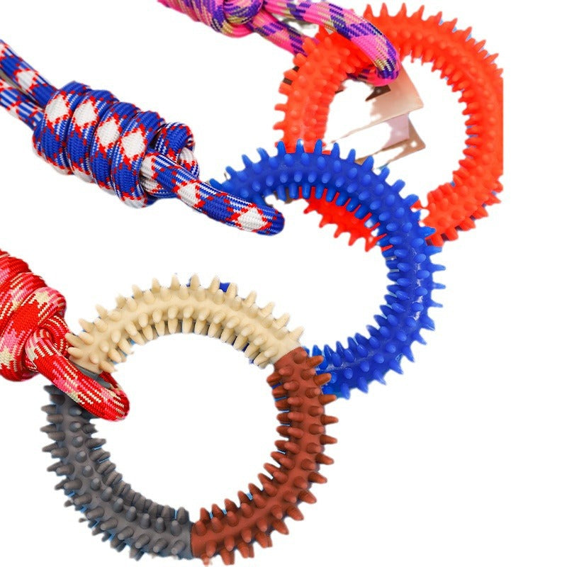 Bite Resistant Toy For Pets Dazzling Colored Braided Rope Puppy Knot Self Relieving Toy