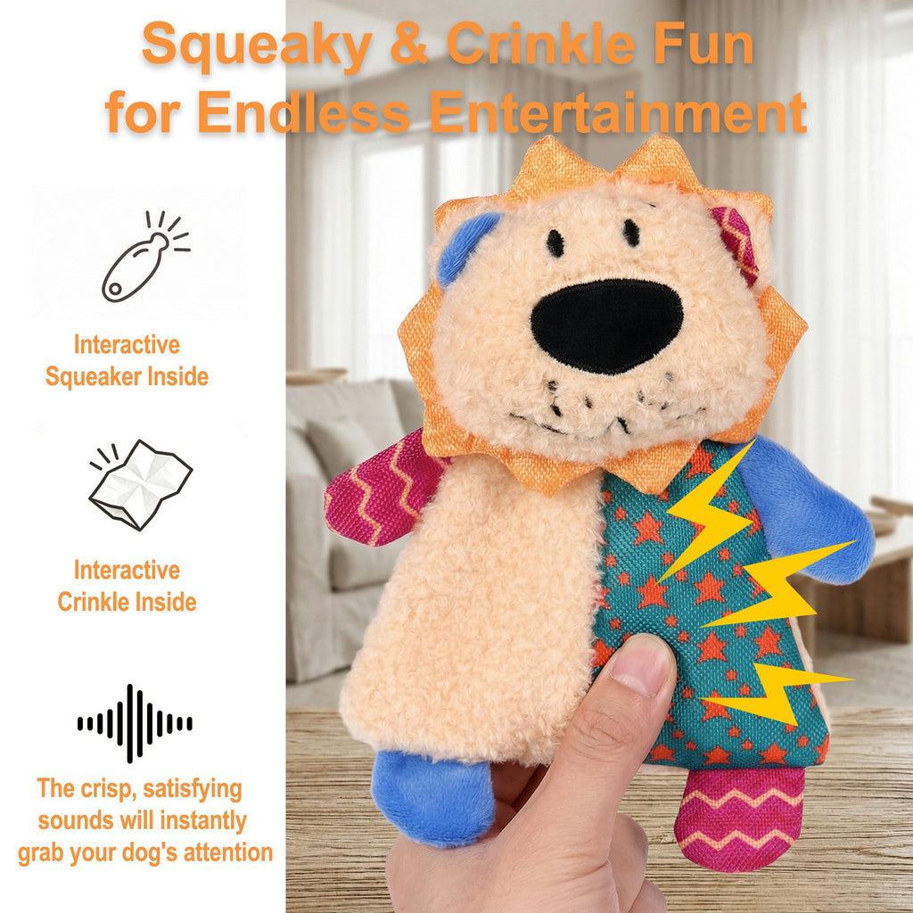 Squeaky Stuffed Dog Toy Small, No-Stuffing Crinkle Paper Dog Birthday Toy With Dual Squeakers, Interactive Durable Plush Puppy Toy For Small
