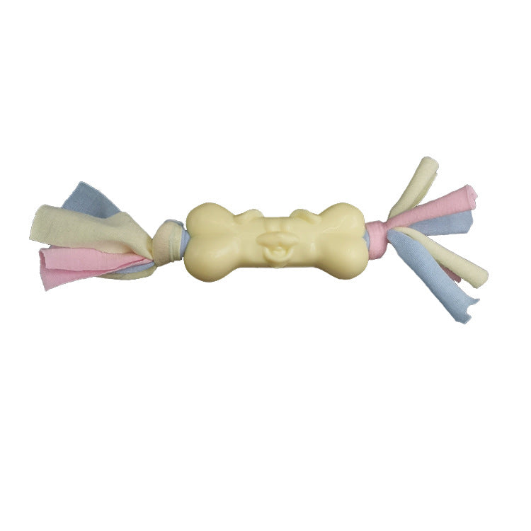 Tpr Dog Bone Cotton Cloth Strips Molar Teeth Relief Toys Pets