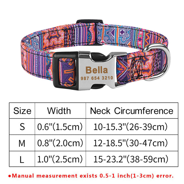 Adjustable Nylon Dog Collar With ID Tag