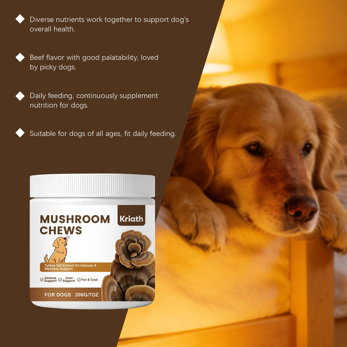 Mild Mushroom Chewable Tablets For Dogs