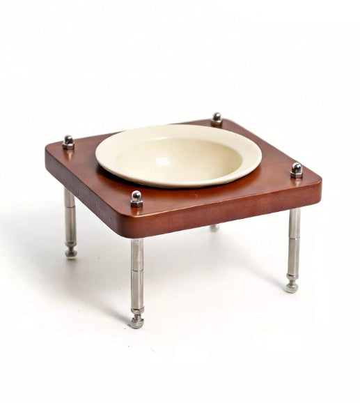 Solid Wood Pet Bowl With Adjustable Height And Angle For Neck Support