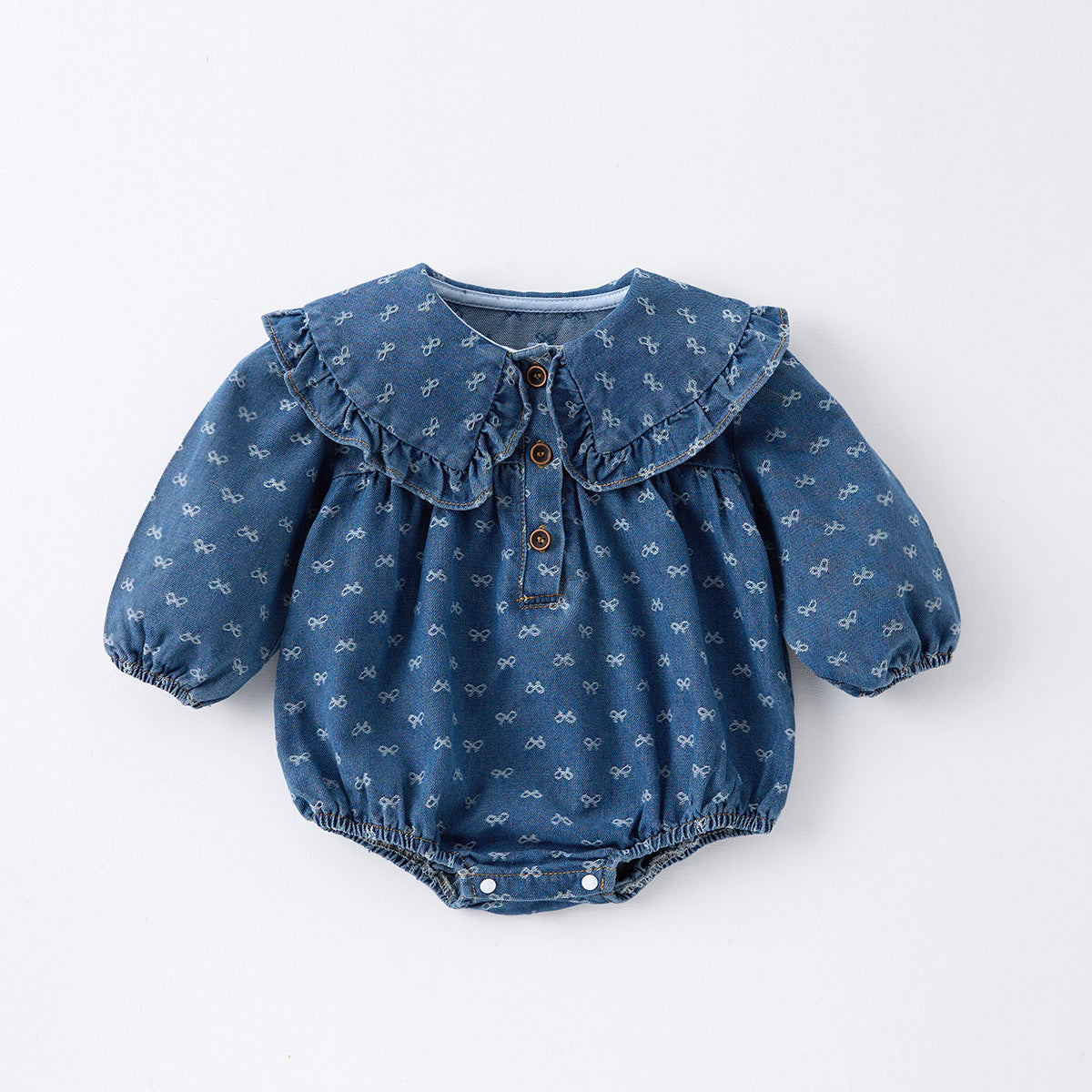 Toddler Girls Denim Crawling Romper And One-Piece Dress