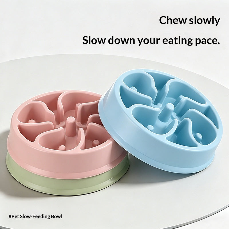 Plastic Anti-Choking Slow-Feeding Pet Bowl