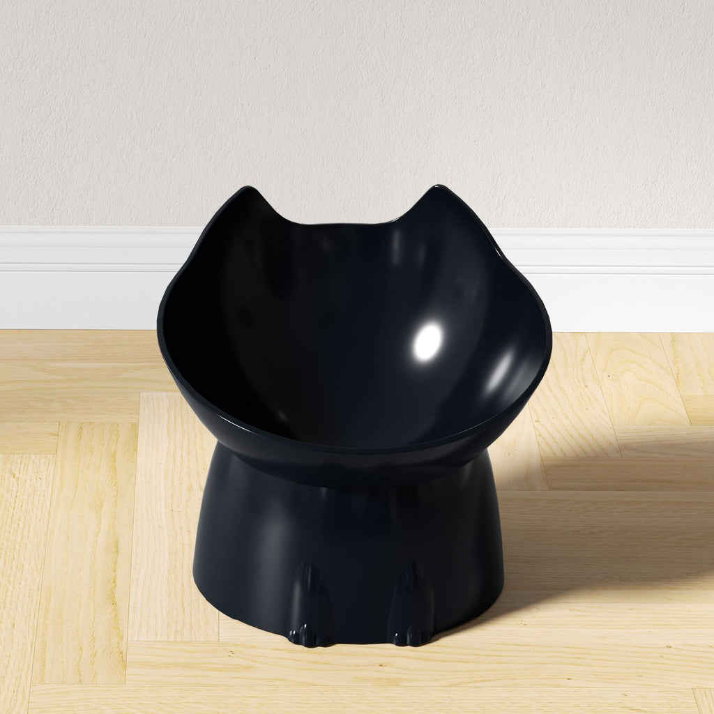 Elevated, Tip-Resistant Plastic Pet Bowl With A Sloped Spout To Support The Neck
