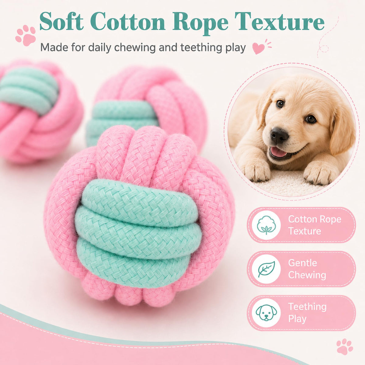 Six-Pack Cotton Rope Puppy Chew Toys