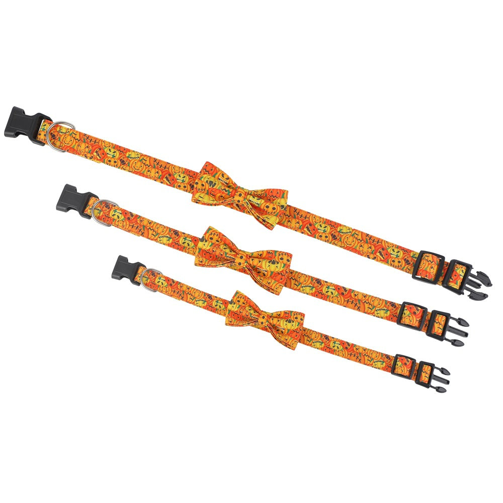 Halloween Dog Collar With Spider And Pumpkin Patterns