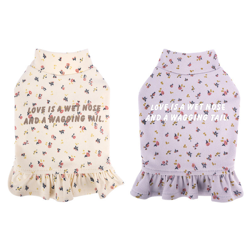 Pet Undershirt Teddy Bichon Thick Small Dog Outer Wear Floral Inner Wear Skirt